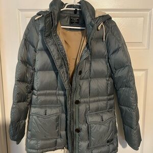 Abercrombie & Fitch Two-Tone Quilted Jacket - Slate Blue & Tan
